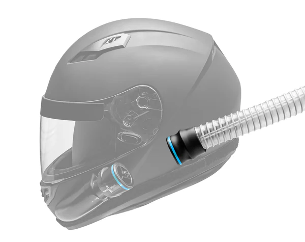 FluidLogic Duo Hose side Kit fitted helmet.