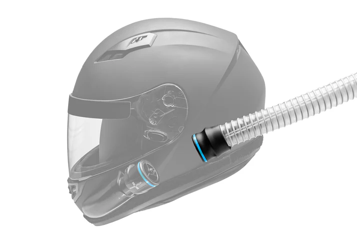 FluidLogic Duo Hose side Kit fitted helmet.