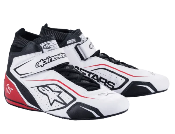 ALPINESTARS TECH-1 T V3 SHOES WHITE BLACK RED