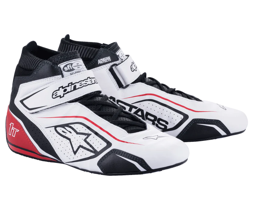 ALPINESTARS TECH-1 T V3 SHOES WHITE BLACK RED