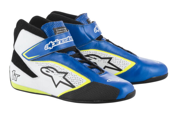 ALPINESTARS TECH-1 T SHOES BLUE WHITE YELLOW FLURO